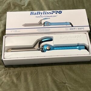 BaByliss PRO Nano Titanium Curling Iron - Blue and Silver